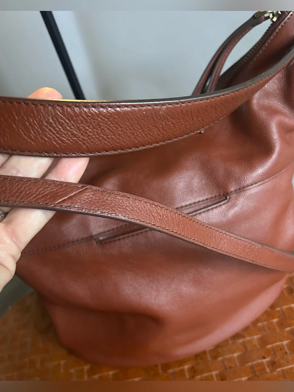 Fossil Talulla Hobo Bag Brandy Pebbled Leather Convertible Crossbody